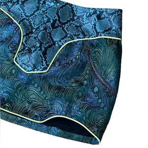 KIM SHUI • brocade mini skirt in Blue Snake size S